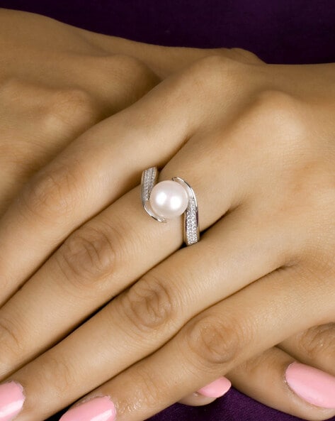 SMS Retail White Pearl (Moti) Sterling Silver Adjustable Finger Ring 8.25  Ratti (7.5 carats) for Girls and Women- (Free Size) : Amazon.in: Jewellery