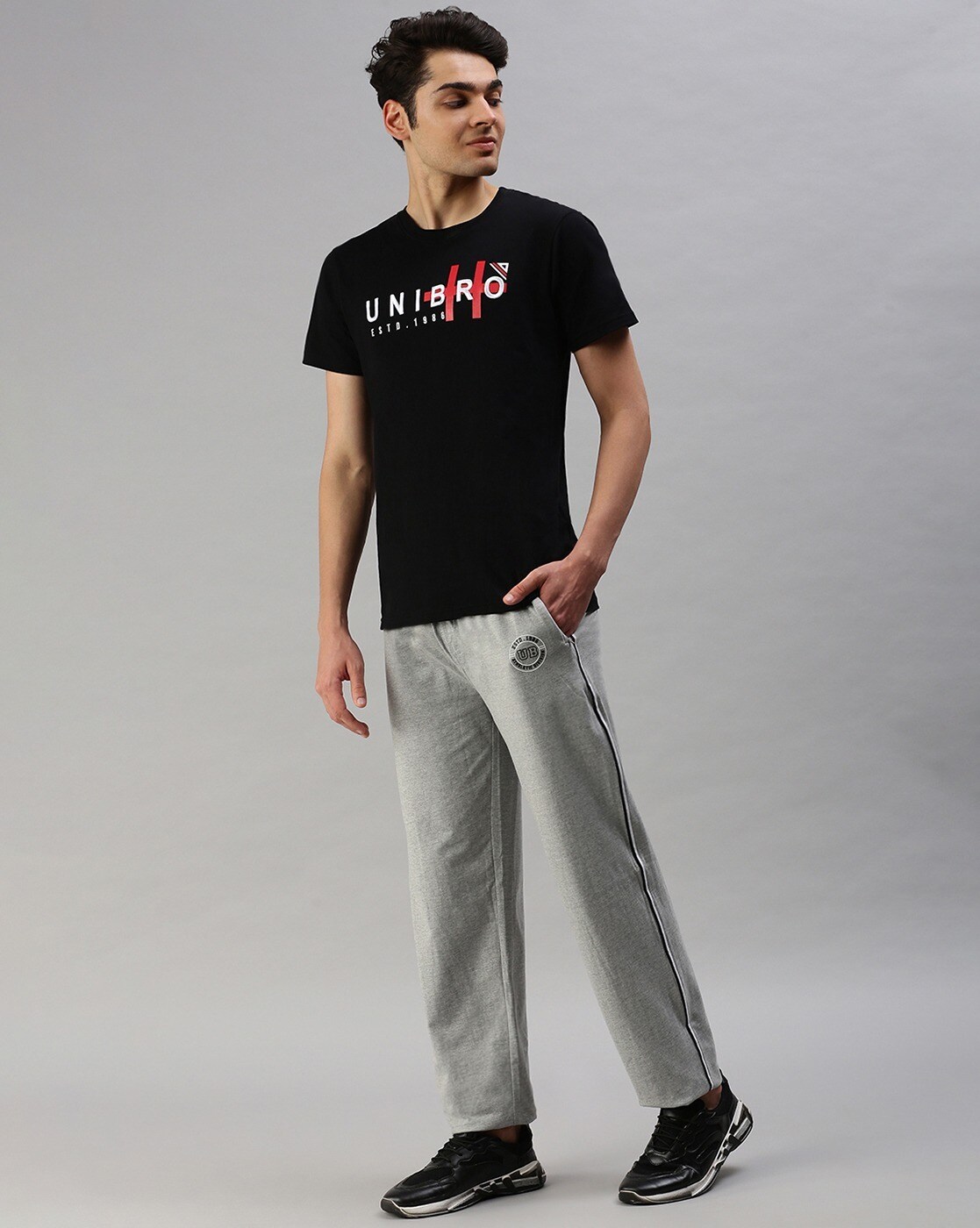 Mens Printed Super Combed Cotton TShirt with Active Track Pant Set