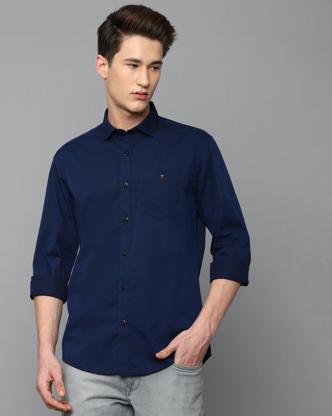 LOUIS PHILIPPE Men Solid Formal Blue Shirt - Buy LOUIS PHILIPPE