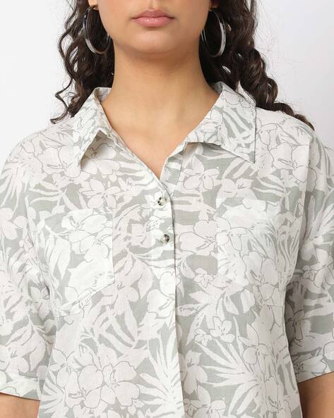 Floral Printed Shirt with Spread Collar