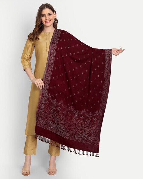 Paisley Pattern Stole with Tassels Price in India