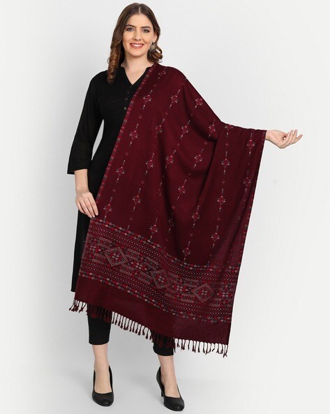 Jacquard Stole with Tassels Price in India