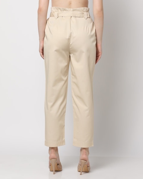 LINEN VISCOSE PAPERBAG TROUSERS