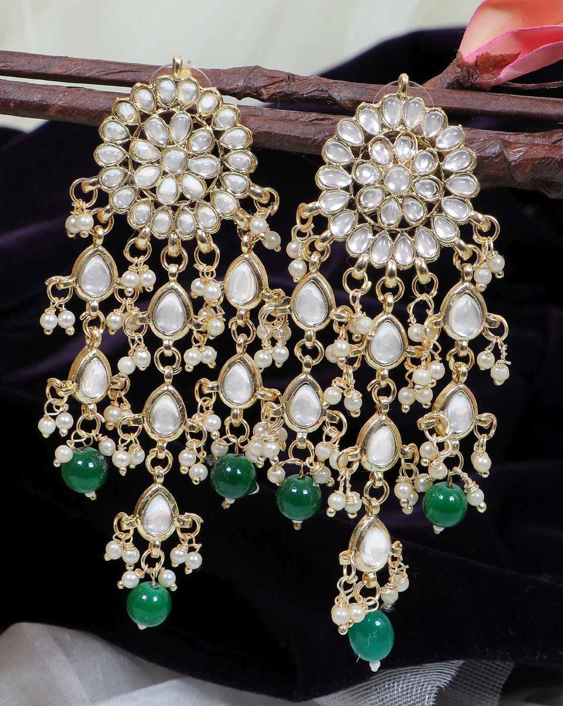 Traditional Vilandi Kundan Earrings Jewellery from Jewelry place India