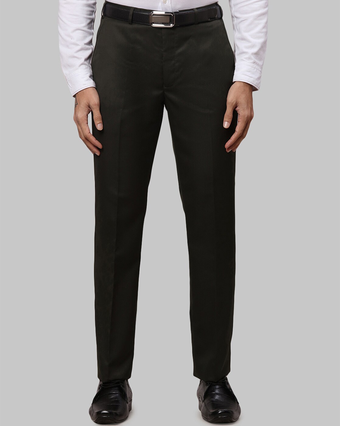 Buy Park Avenue Grey Slim Fit Pleated Trousers for Men Online @ Tata CLiQ