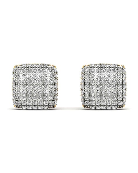 Square Stud Earrings with 1/2 Carat TW of Diamonds in 10ct Yellow Gold