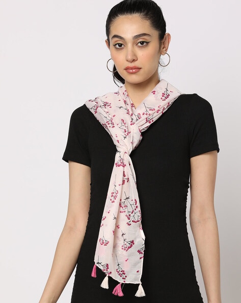 Printed Scarf with Tassels Price in India