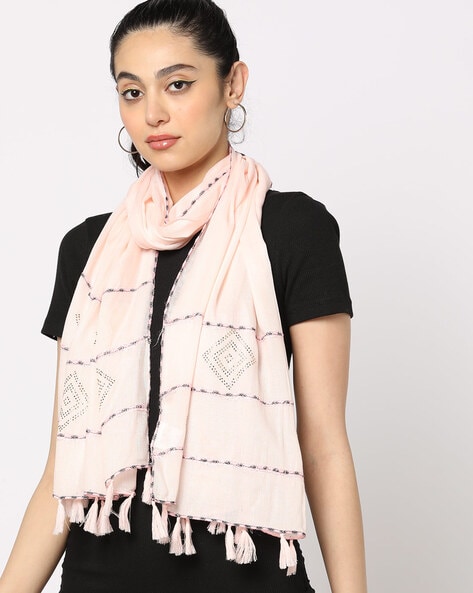 Striped Scarf with Tassels Price in India