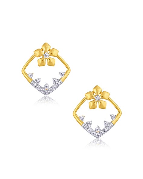 Stunning Silver Plated American Diamond Earrings - South India Jewels