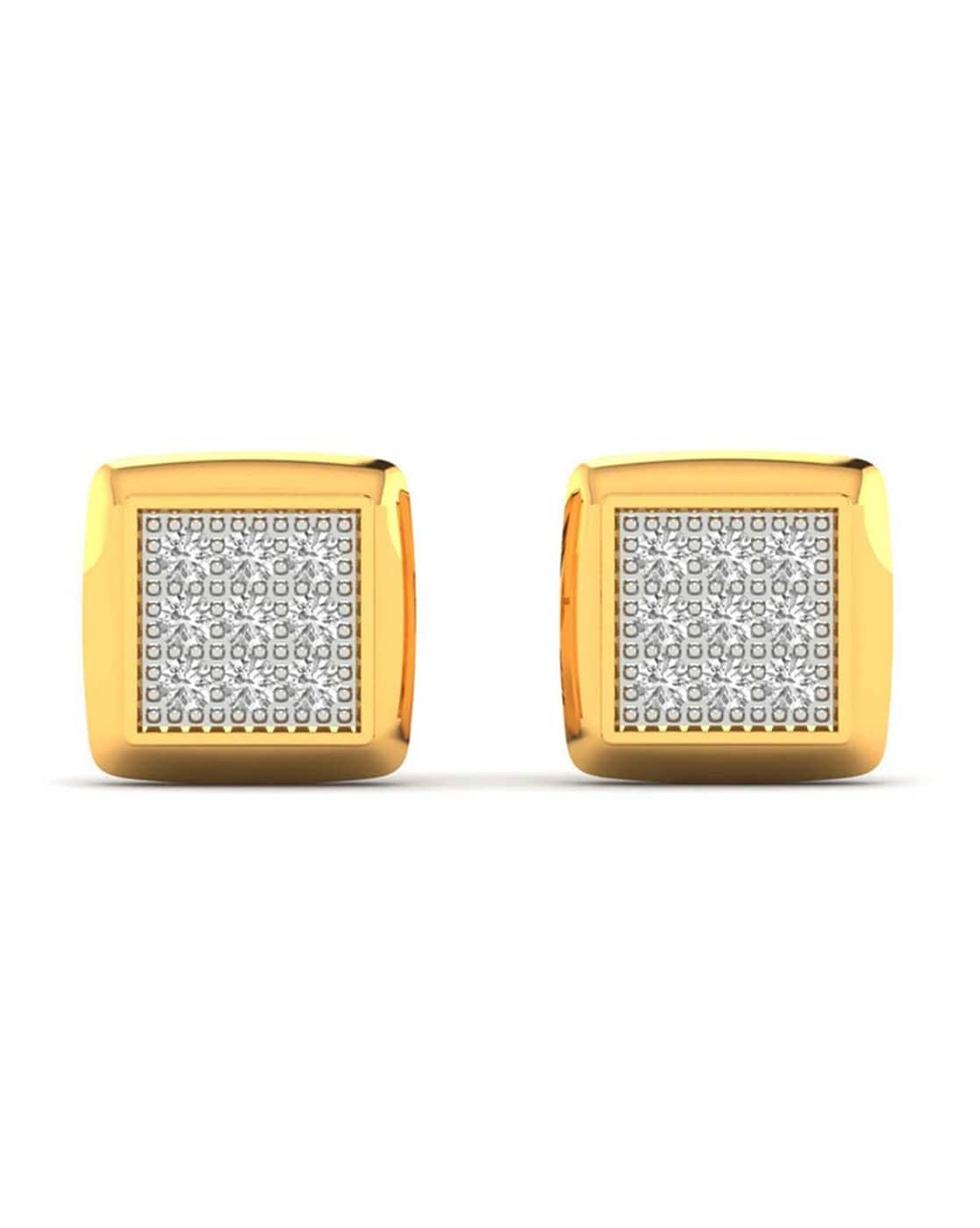 10kt White Gold Mens Round Diamond Square Cluster Stud Earrings 1/5 Ct |  Las Villas Jewelry