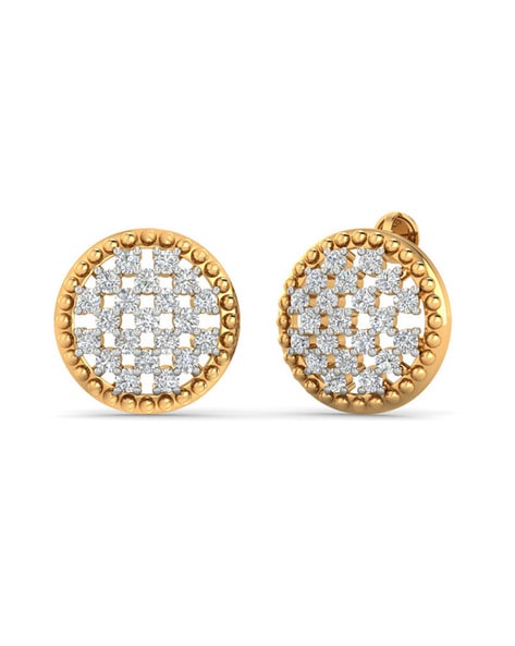 Buy Gold Stainless Steel Invisible Setting Look Round CZ Ear Studs Online -  Inox Jewelry India