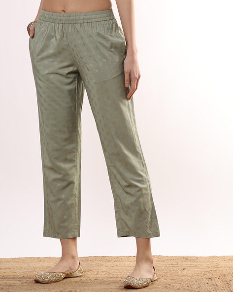 Women Printed Pants with Elasticated Waist Price in India