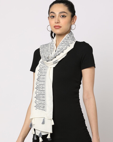 Printed Scarf with Tassels Price in India