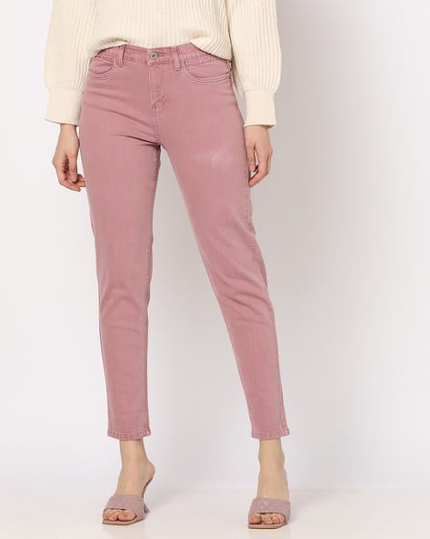 DNMX Women Paper Bag Ankle-Length Mom Jeans
