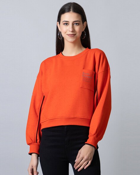 Orange cheap crewneck sweatshirt