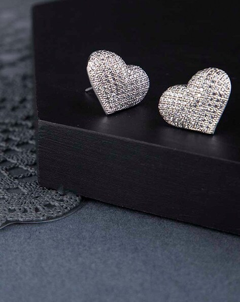 Silver Double Heart Drop Earrings – OUZEL