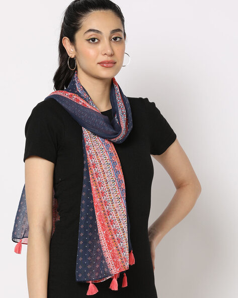 Printed Scarf with Tassels Price in India