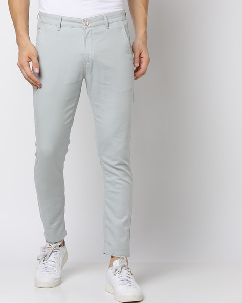 Buy John Players Men Grey Slim Fit Solid Formal Trousers on Myntra |  PaisaWapas.com