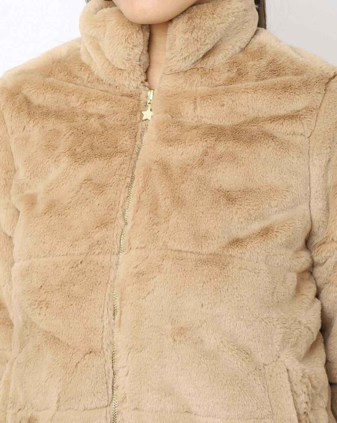 ESMOK ファー付き ロングコート fur long coat ESMOK fur fooded long coat beige36