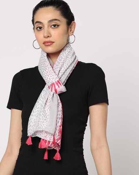 Printed Scarf with Tassels Price in India