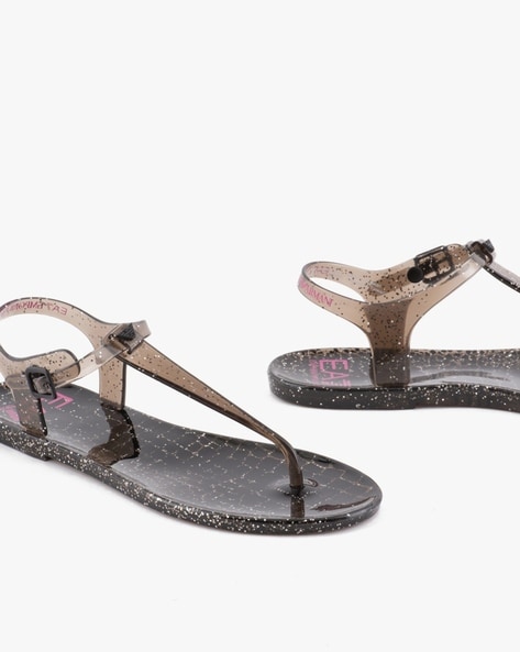 Ea7 Emporio Armani high-shine thong-strap Sandals - Farfetch