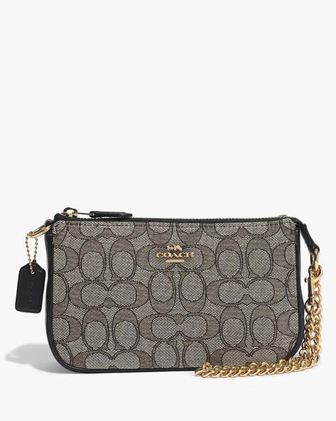 Coach Wristlet Pouch in Signature Jacquard and Leather - Ruby Lane