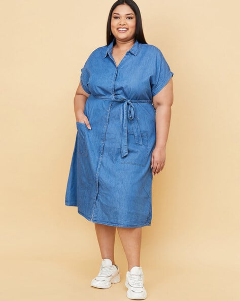 Plus Size Denim Shirt Dress