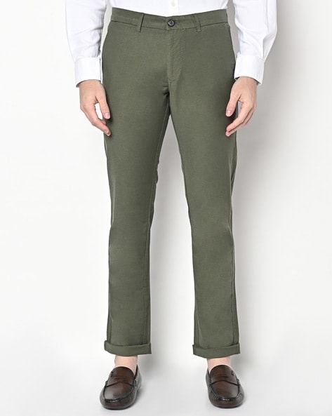 Timber Sea Blue PlainSolid Premium Cotton Pant For Men