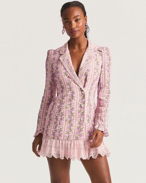 Buy Loveshackfancy Moonstone Floral Print Blazer Dress Pink