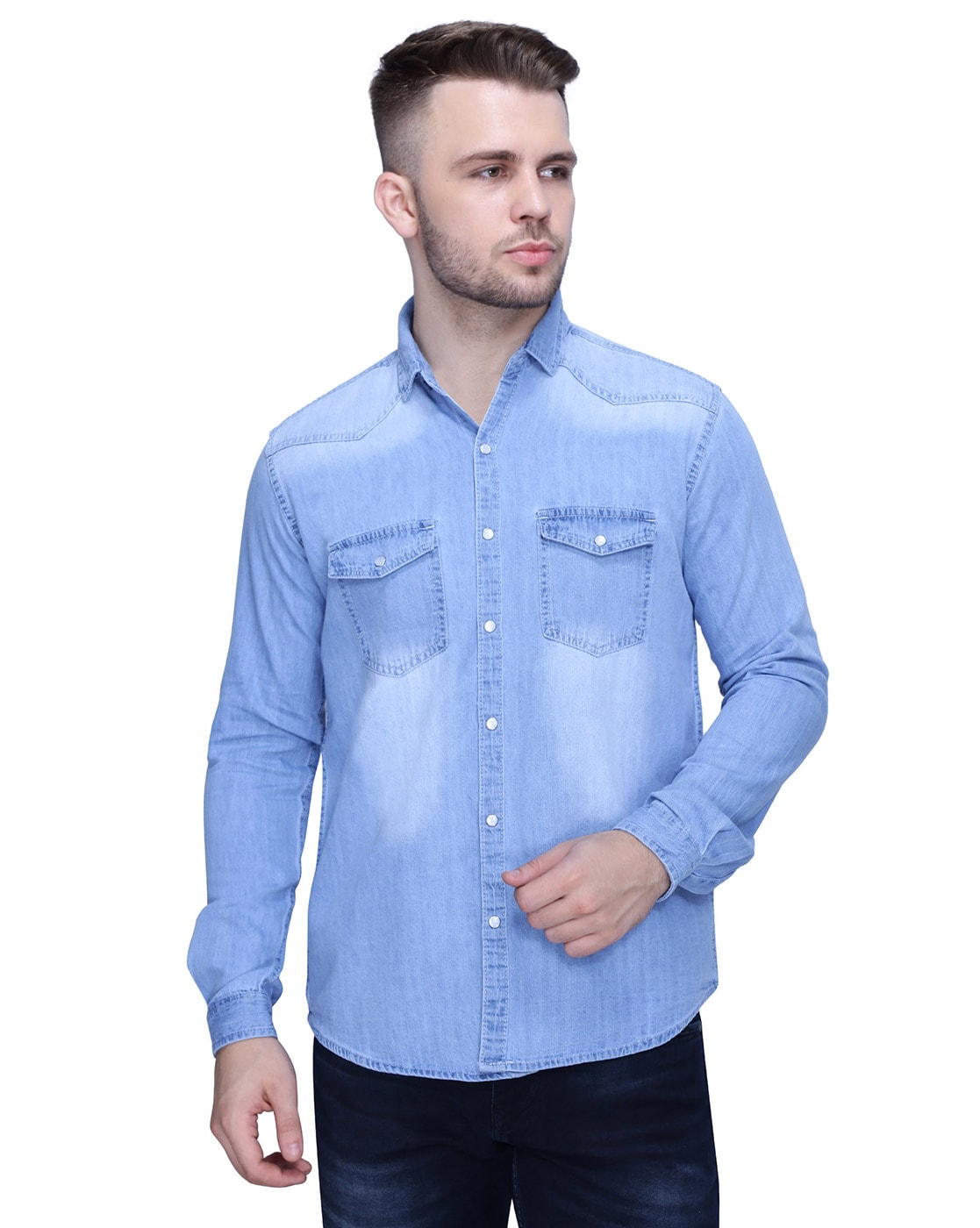 Dark Blue Denim Long Sleeve Shirt | Pepe Jeans India