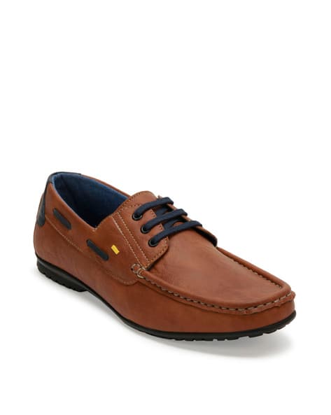 Brand Print Lace-Up Boat Shoes