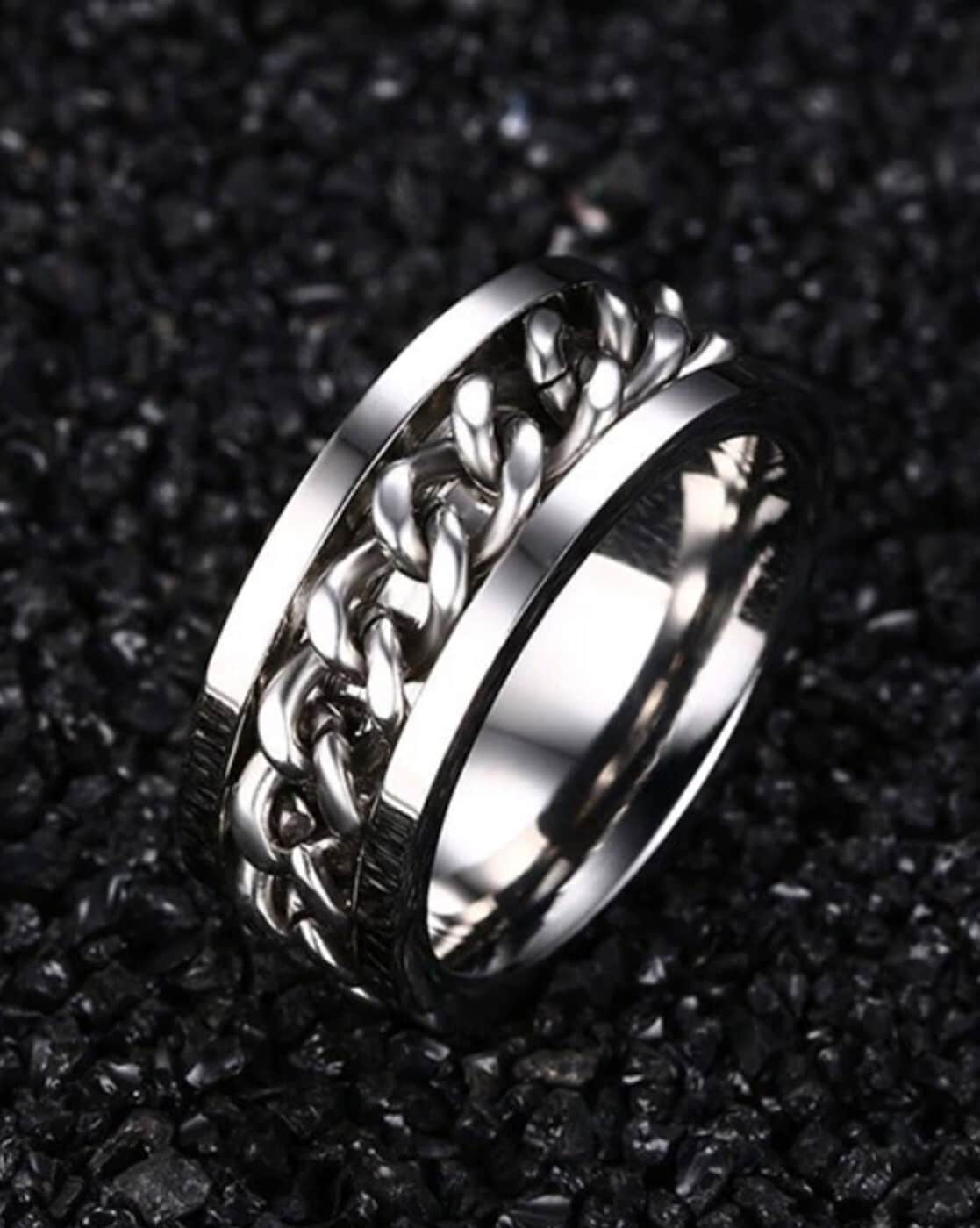 yfstyle 4PCS Plain Band Rings for Men Stainless Steel Rings for Men Wedding  Ring Cool Spinner Rings for Men Black Stainless Steel Ring Set Anxiety Ring  Fidget 2silver-6|Amazon.com