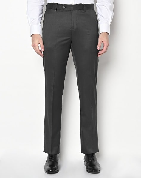 Slimline suit trousers in dark grey | John Crocket | Fine British Clothing