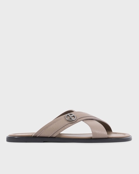 Buy GIORGIO ARMANI Classic Slip On Sandals with Logo Detailing