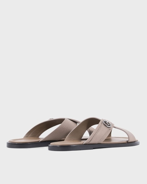 Gucci Men's GG-Stud Leather Thong Sandals | Neiman Marcus