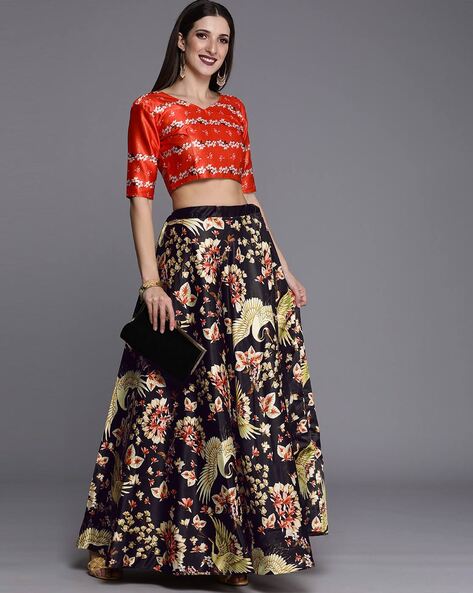 Aarna - Printed lehenga with cropped jacket – Ojasme