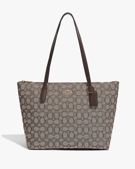 Buy Coach Signature Canvas Zip Top Tote Bag Brown Color Women