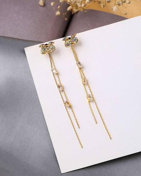 mnjin simple chain earrings micro set zircon star double layer ear line  light earrings gold - Walmart.com