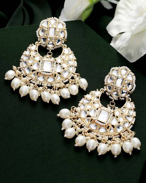 Beautiful American Diamond Indian Jewelry Design Chandbali Earrings . - Etsy