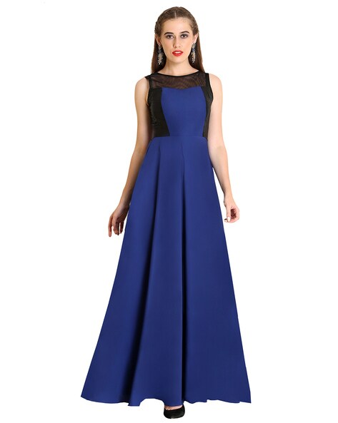 Simple Party Wear Blue Color Gown – Amrutamfab