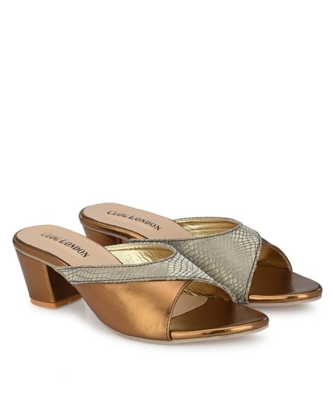 ASOS DESIGN Hopscotch premium suede clog mid heeled sandals in tan | ASOS