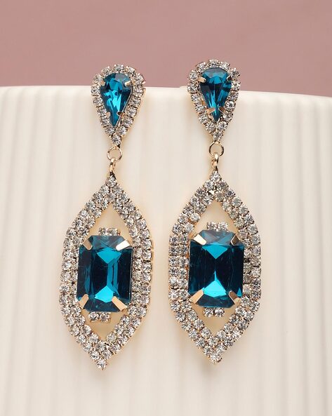 Neon blue zircon and amazonite everyday drop earrings – Elva Studio LLC