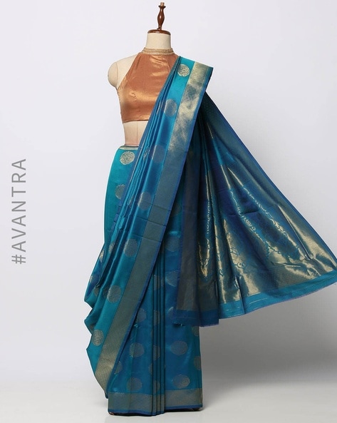 Peacock Blue Banarasi Silk Saree