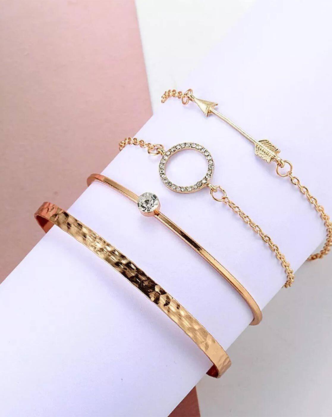 Gold Bangles Bracelet Set Shining Diva Bracelet Buy Gold-Toned
