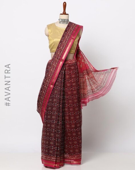 Buy the elegant Chilli Red Banarasi Butti Saree online-Karagiri