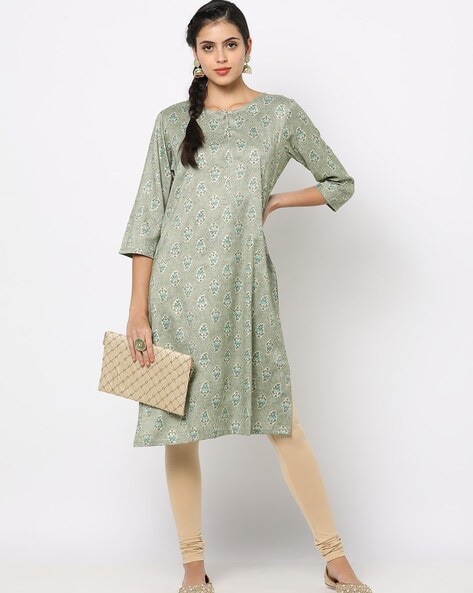 Fusion Floral Print Straight Kurta