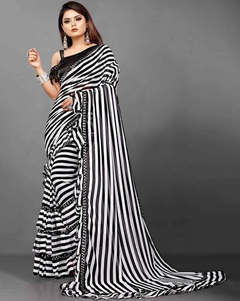 Buy online Striped Printed Saree With Blouse from ethnic wear for Women by  Liberty Lifestyle for ₹1349 at 63% off | 2024 Limeroad.com