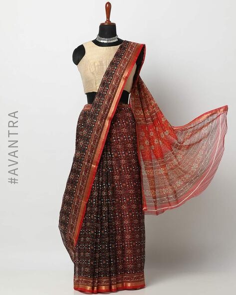 Chilli Red Banarasi Silk Saree With Floral Jaal Weaving | Singhania's