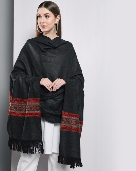 Geometric Pattern Shawl with Fringes Price in India