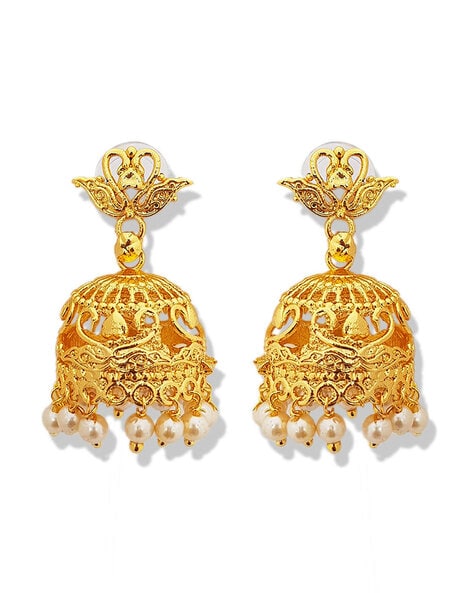 Buy Gold plated Imitation Jewelry Real AD Stones Daily Wear Jhumka Earrings  online - Griiham